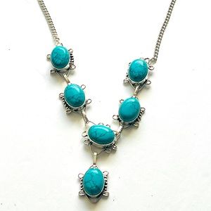 .925 Sterling Silver Necklace with Turquoise Stones